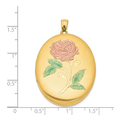 14K Gold-Filled Enameled Oval Flower Locket – view 4