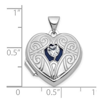Sterling Silver White Topaz Heart Locket – view 5