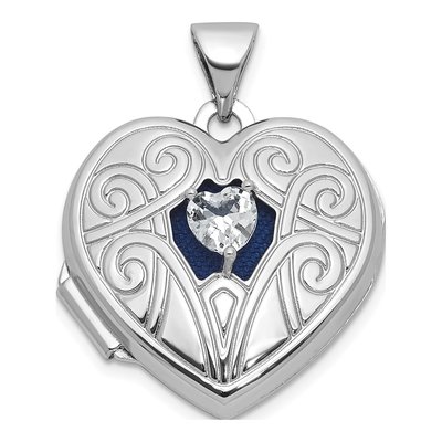 Sterling Silver White Topaz Heart Locket
