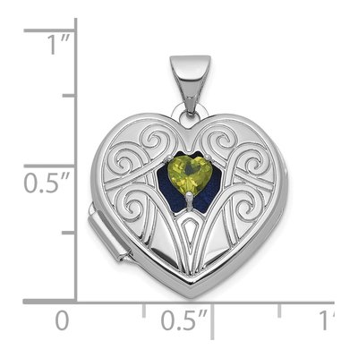 Sterling Silver Peridot Heart Locket – view 5