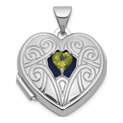 Sterling Silver Peridot Heart Locket
