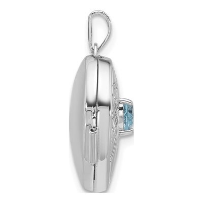 Sterling Silver Sky Blue Topaz Heart Locket – view 2