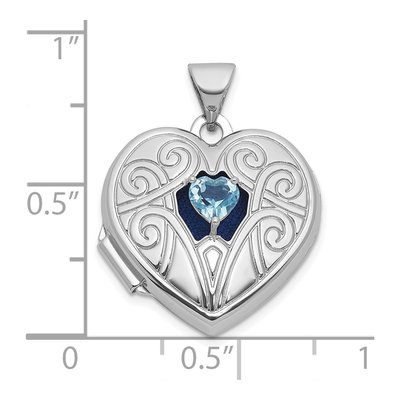 Sterling Silver Sky Blue Topaz Heart Locket – view 5
