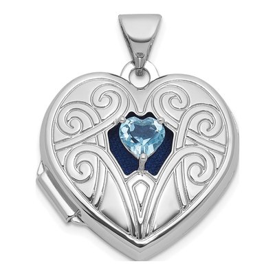 Sterling Silver Sky Blue Topaz Heart Locket