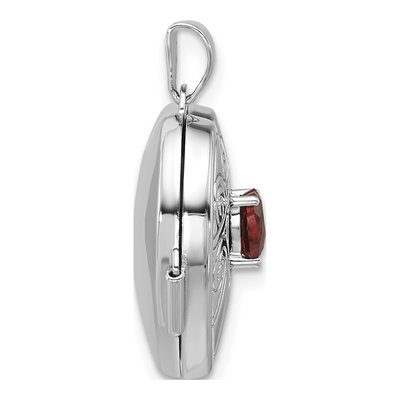 Sterling Silver Garnet Heart Locket – view 2