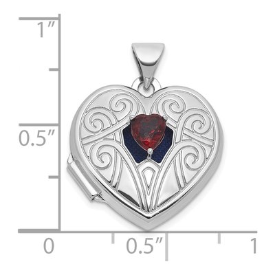 Sterling Silver Garnet Heart Locket – view 5