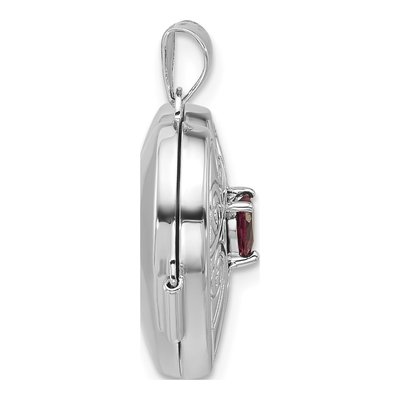 Sterling Silver Rhodolite Garnet Heart Locket – view 2