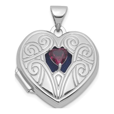 Sterling Silver Rhodolite Garnet Heart Locket