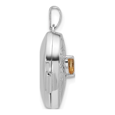 Sterling Silver Citrine Heart Locket – view 2
