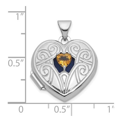 Sterling Silver Citrine Heart Locket – view 5