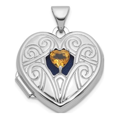 Sterling Silver Citrine Heart Locket