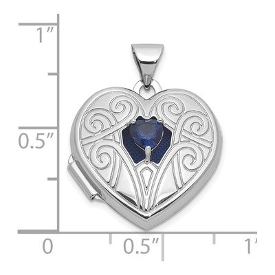 Sterling Silver Lab-Created Sapphire September Birthstone Heart Locket – view 5