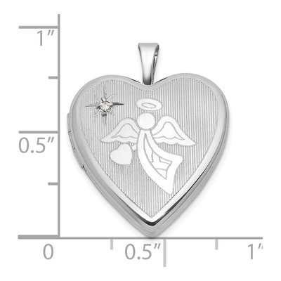 Sterling Silver Lab-Created Ruby Angel Heart Locket – view 5
