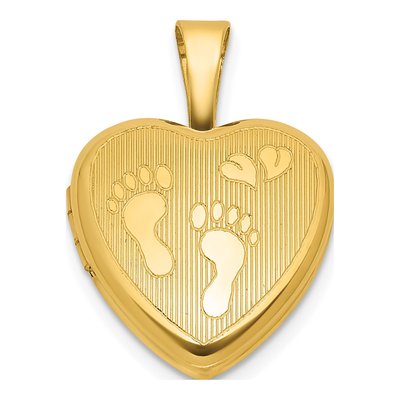 Gold-Plated Sterling Silver Footprints Heart Locket