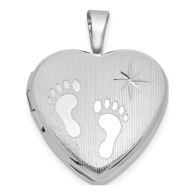 Sterling Silver Foot Prints Heart Locket