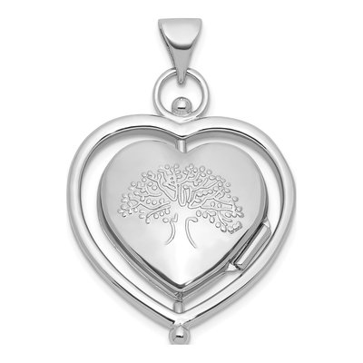 Sterling Silver Tree of Life Spinning Heart Locket