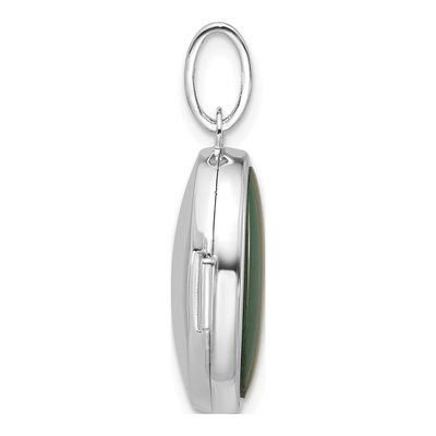 Sterling Silver Mother of Pearl Malachite Cabochon Oval Locket – view 2