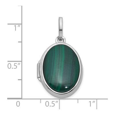 Sterling Silver Mother of Pearl Malachite Cabochon Oval Locket – view 5