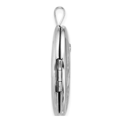 Sterling Silver 1/20 ct tw Diamond Heart Swirl Oval Locket – view 2