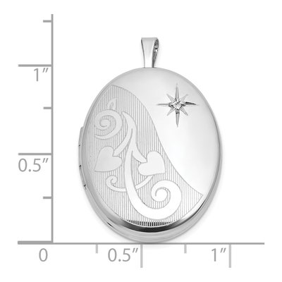 Sterling Silver 1/20 ct tw Diamond Heart Swirl Oval Locket – view 5