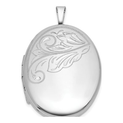 Sterling Silver Oval Floral Locket
