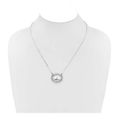 Sterling Silver 1/20 ct tw Diamond Floral Locket Necklace – view 3