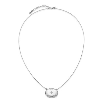 Sterling Silver 1/20 ct tw Diamond Floral Locket Necklace – view 4