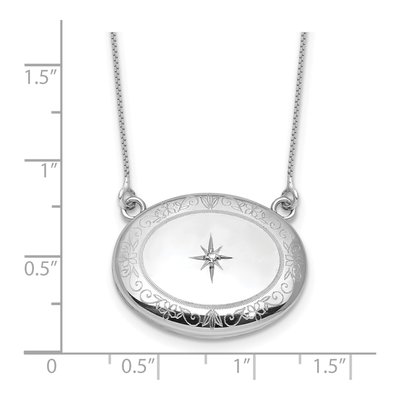 Sterling Silver 1/20 ct tw Diamond Floral Locket Necklace – view 6