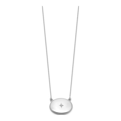 Sterling Silver 1/20 ct tw Diamond Oval Locket Necklace – view 2