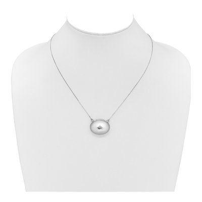 Sterling Silver 1/20 ct tw Diamond Oval Locket Necklace – view 3