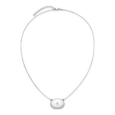 Sterling Silver 1/20 ct tw Diamond Oval Locket Necklace – view 4