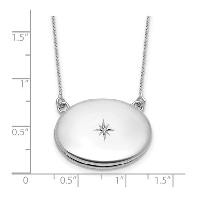 Sterling Silver 1/20 ct tw Diamond Oval Locket Necklace – view 6