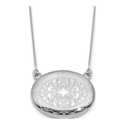 Sterling Silver Filigree Oval Locket Necklace