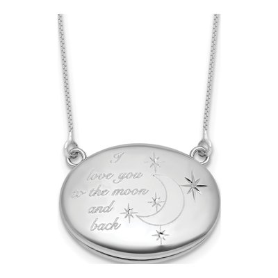 Sterling Silver Love to Moon Back Locket Necklace