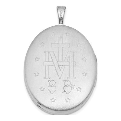 Sterling Silver Miraculous Medal Oval Locket – view 3