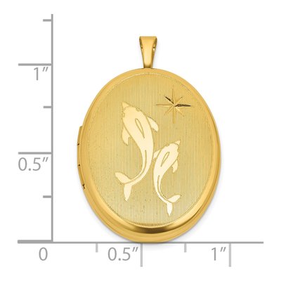 Gold-Plated Sterling Silver Two Dolphins Oval Locket – view 5