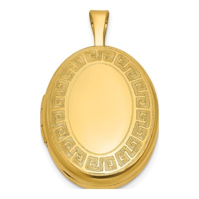 Gold-Plated Sterling Silver Greek Key Oval Locket