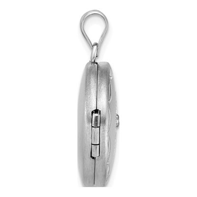 Sterling Silver 1/20 ct tw Diamond Cross Round Locket – view 2