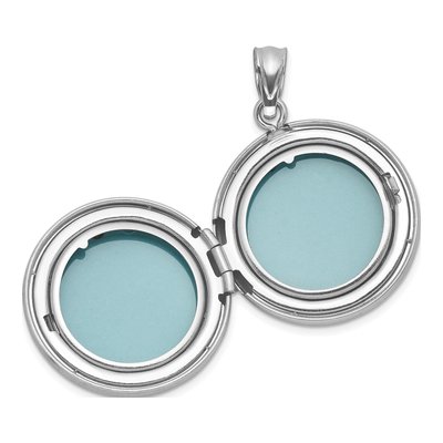 Sterling Silver 1/20 ct tw Diamond Cross Round Locket – view 4