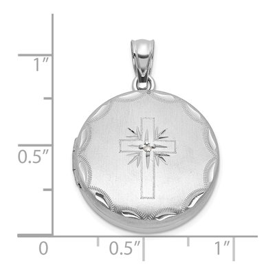 Sterling Silver 1/20 ct tw Diamond Cross Round Locket – view 5