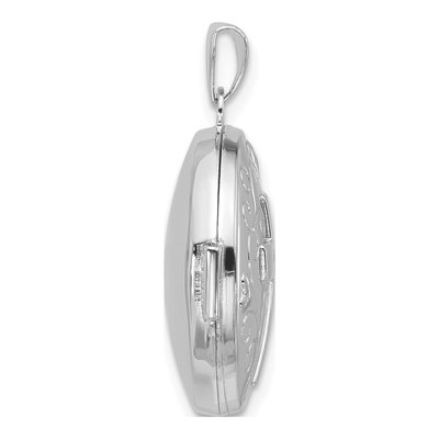 Sterling Silver Diamond Cross Round Locket – view 2