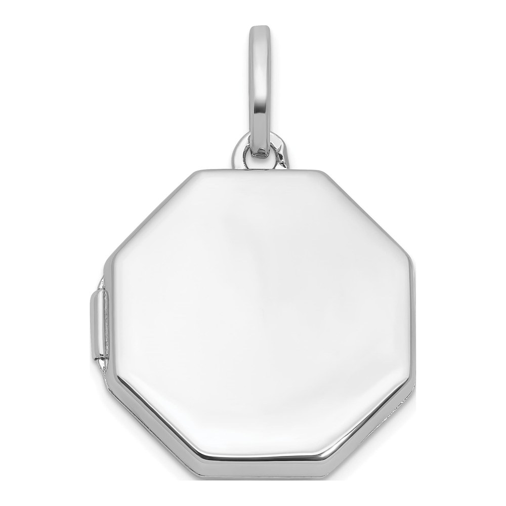 Sterling Silver Rhodium-Plated Reversible 18mm Octagon Shaped Locket