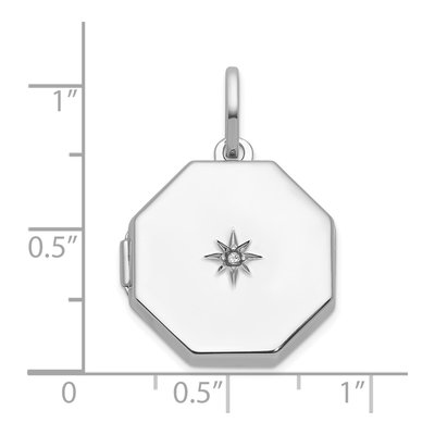 Sterling Silver Diamond Star Octagon Locket – view 5