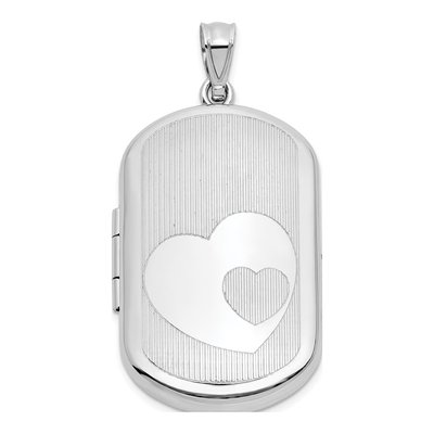 Sterling Silver Two Hearts Rectangle Locket