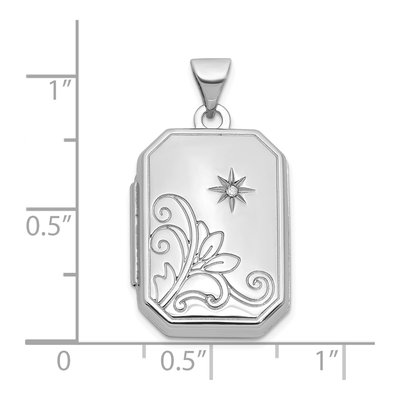 Sterling Silver Diamond Flower Star Locket – view 5