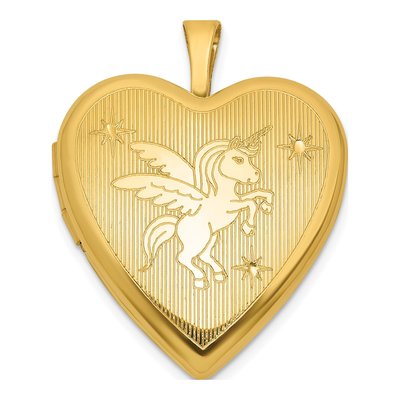 Gold-Plated Sterling Silver Unicorn Heart Locket