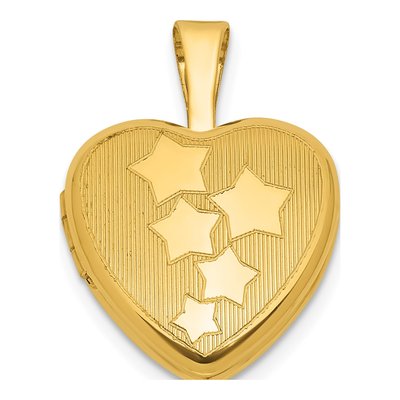 Gold-Plated Sterling Silver Stars Heart Locket