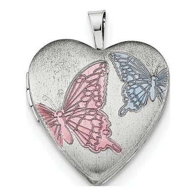 Sterling Silver Enamel Butterfly Heart Locket Pendant Necklace – view 4