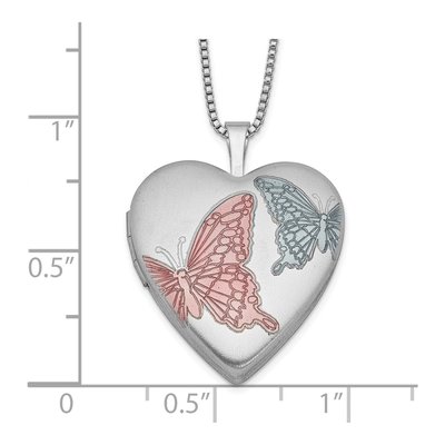 Sterling Silver Enamel Butterfly Heart Locket Pendant Necklace – view 5