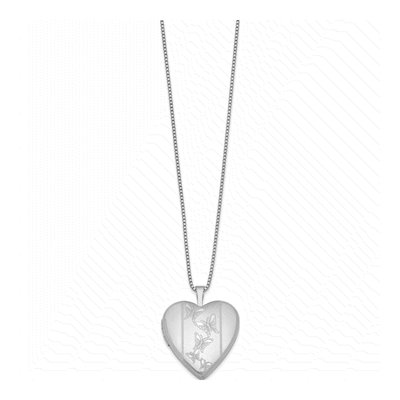 Sterling Silver Butterflies Heart Locket Pendant Necklace – view 3